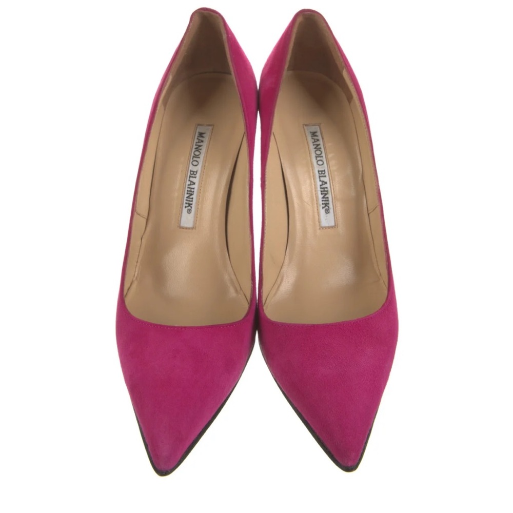 Manoli Blahnik Peony Pink Fuchsia Suede D’orsay Pumps  heels high Size 40